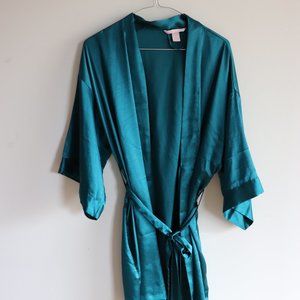 Victorias Secret Teal Silk Mini Robe